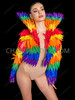 Gay Pride Rainbow Carnival Feather High Collar Jacket
