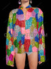 Colorful Patchwork Sequin EDM Raves Jacket 