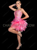 Neon Pink Showgirl Stardust Corset with Feather Organza Skirt