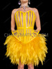 Yellow Showgirl Stardust Corset with Feather Organza Skirt