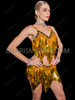 Dazzling Gold Teardrop Sequin Dance Two-Piece Dress
