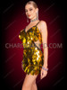 Golden Goddess Oval Sequin Cutout Mini Dress