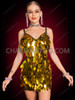 Golden Goddess Oval Sequin Cutout Mini Dress