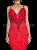 Red Beaded Fringe V-Hemline Latin Dance Dress