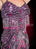 Iconic Pink Sequin Leotard Dress with Embellished Falling Layers