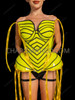 Futuristic Neon Yellow LED Light-Up Corset with Cascading Glow Strips