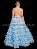 Voluminous Sky Blue & White Organza Ruffle Full Circle Skirt