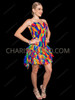Multicolor Feather Carnival Corset Flare Dress 