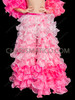 Two-Piece Pink Gradient Organza Ruffle Skirt with Dramatic Ruffle Sleeves