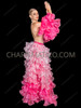 Two-Piece Pink Gradient Organza Ruffle Skirt with Dramatic Ruffle Sleeves