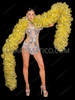 Showstopper Yellow and Black Sequin-Trimmed Organza Ruffle Boa