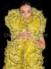 Showstopper Yellow and Black Sequin-Trimmed Organza Ruffle Boa