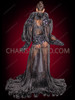 Sheer Black Pleated Long Drag Queen Coat with Puffy Sleeves