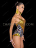 Golden Spectrum V-Pattern Sequin Dancewear Bodysuit