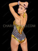 Golden Spectrum V-Pattern Sequin Dancewear Bodysuit