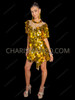 Golden Disco Glam Sequin Illusion Mesh Show Dress
