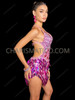 Pink Peacock Diamond Sequin Latin Dance Dress 