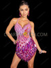 Pink Peacock Diamond Sequin Latin Dance Dress 