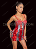 Red and Silver Striped Rectangular Sequin Showgirl Mini Dress