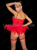 Flaming Red Feather Flared hip Cabaret Burlesque Corset