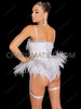 Snow White Feather Flared Hip Cabaret Burlesque Corset
