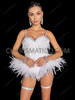 Snow White Feather Flared Hip Cabaret Burlesque Corset