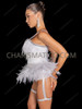 Snow White Feather Flared Hip Cabaret Burlesque Corset