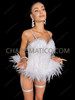Snow White Feather Flared Hip Cabaret Burlesque Corset