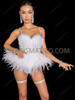 Dramatic White Feather Drag Queen Corset Bolero Set