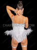 Dramatic White Feather Drag Queen Corset Bolero Set