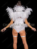 Dramatic White Feather Drag Queen Corset Bolero Set