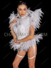 Dramatic White Feather Drag Queen Corset Bolero Set