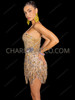 Sparkling Gold Sequin Salsa Samba Fringe Dress