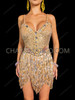 Sparkling Gold Sequin Salsa Samba Fringe Dress