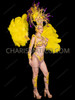 Yellow Rio-Carnival Feather Backpack & Crystal Samba Costume Set