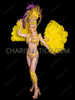 Yellow Rio-Carnival Feather Backpack & Crystal Samba Costume Set