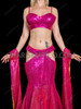 Electric Pink Sequin Mermaid Cut-Out Skirt with Flowing Arm Wings