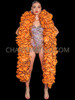 Orange Organza Ruffle Cabaret Burlesque Ruffle Boa with Black Trim CLEARANCE