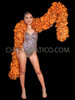 Orange Organza Ruffle Cabaret Burlesque Ruffle Boa with Black Trim CLEARANCE