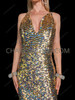 Silver Gold Hologram Sequin Deep-V Pageant Gown