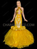 Show-Stopping Yellow Mermaid Drag Sequin Gown
