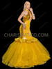 Show-Stopping Yellow Mermaid Drag Sequin Gown