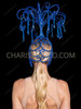 Sapphire Fountain Crystal Showgirl Headdress with Dangling Teardrop