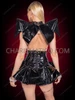 Futuristic Black Vinyl Bolero with Corset Mini Skirt
