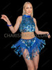 Electric Blue Illusion Jazz Latin Show Dress