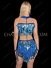 Electric Blue Illusion Jazz Latin Show Dress