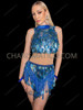 Electric Blue Illusion Jazz Latin Show Dress