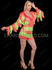 Two-Tone Long Sleeve Fringe Latin Show Dress