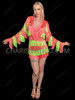 Two-Tone Long Sleeve Fringe Latin Show Dress