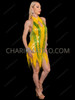 Yellow High-Neck Beaded Fringe Drag Queen Dress